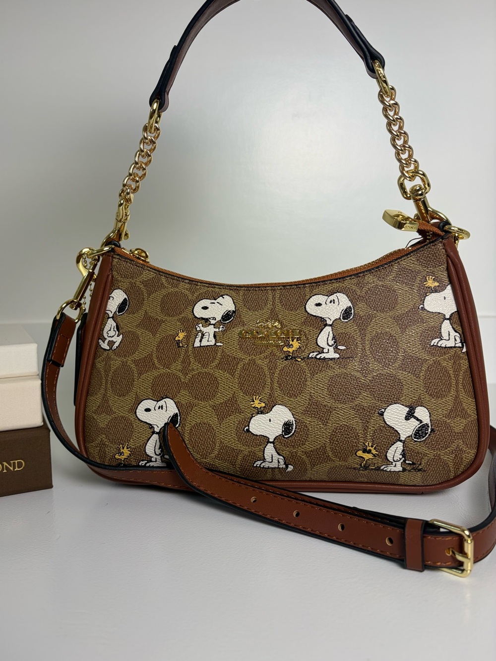 Coach x Peanuts Teri Shoulder Bag Brown Signature Canvaa Shoulder Bag
